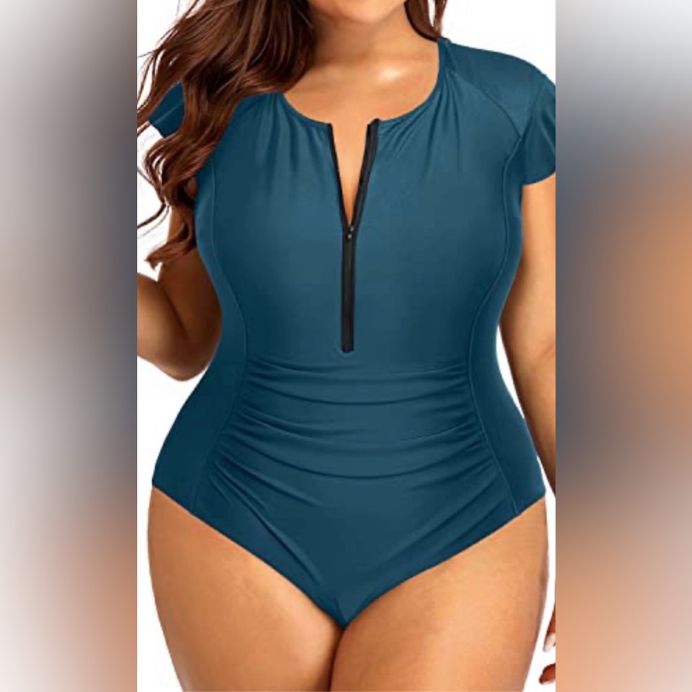 NWT Holipick Cap Sleeves One Piece Swimsuit with Tummy Control